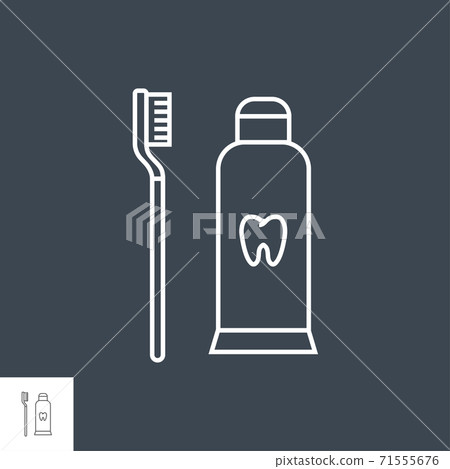 Toothpaste and Toothbrush Line Icon - Stock Illustration [71555676] - PIXTA