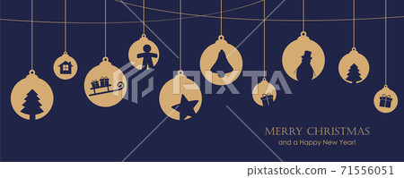 christmas card with tree balls decoration - Stock Illustration ...