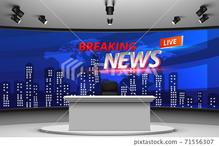 White Table And Chair With Breaking News Live Stock Illustration