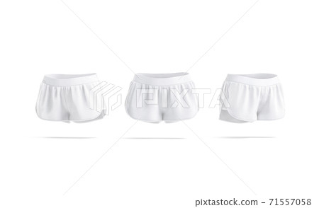 Blank white women shorts mockup, front and side view Blank white women shorts mockup, front and side view 71557058