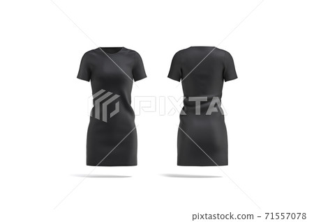 Blank black cloth dress mock up, front and back view 71557078