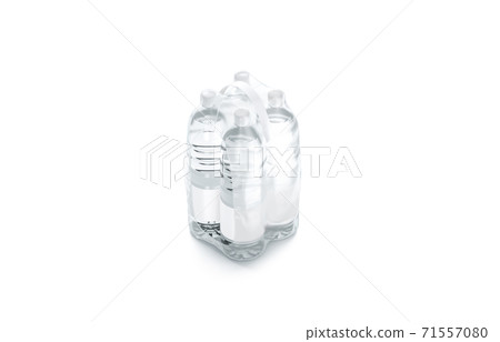 Blank plastic bottle in transparent shrink wrap mock up isolated 71557080