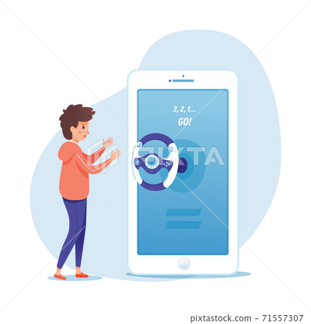 Vector character illustration gadget addiction Vector character illustration gadget addiction 71557307