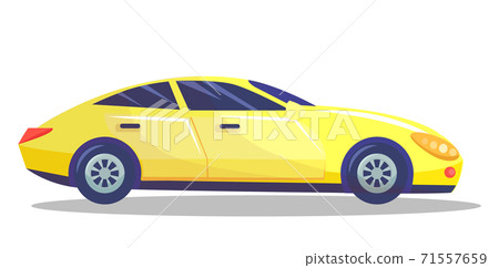 Yellow car vector template on white background. Vehicle with tinted windows. Business sedan Yellow car vector template on white background. Vehicle with tinted windows. Business sedan 71557659