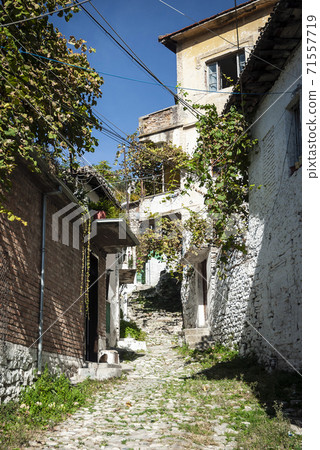 street in berat old town in albania 71557719