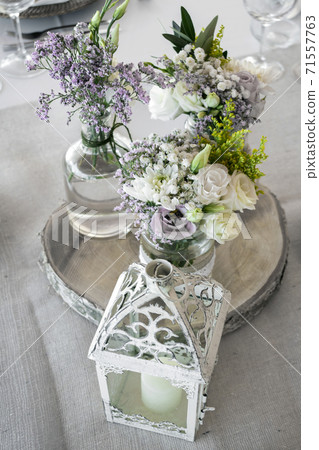 flowers arrangement and decoration rustic interior design in wedding table 71557763