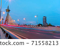 Maha Chesadabodindranusorn Bridge in Nonthaburi Thailand sunset 71558213
