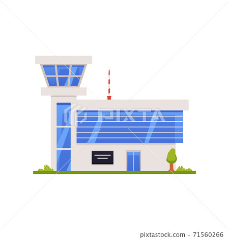 Exterior of public city airport with tower control room a vector illustration 71560266