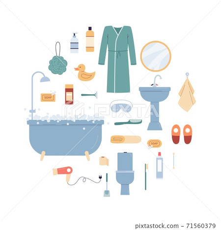 Vector collection of isolated personal accessory for home bathroom Vector collection of isolated personal accessory for home bathroom 71560379
