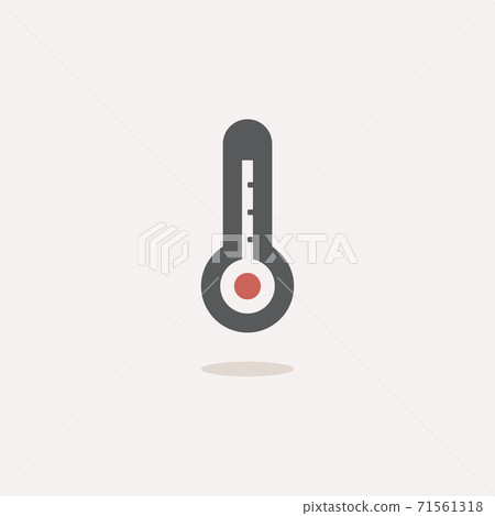 Termometer. High temperature. Color icon with shadow. Weather vector illustration 71561318