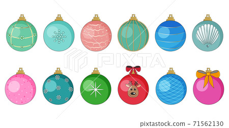 Christmas balls colorful set isolated on white. - Stock Illustration ...