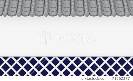 Background material of Namako wall and tiled roof fence_Japanese style illustration_16: 9 71562277