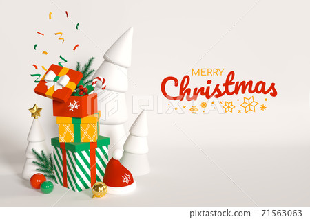 Merry Christmas card - modern colorful 3d banner - Stock Illustration ...