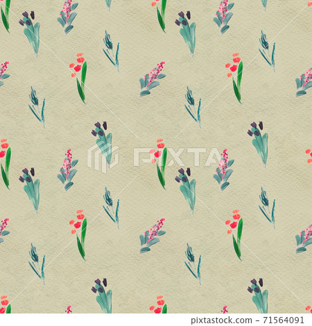 Seamless pattern with flowers. Watercolor or acrylic painting. Hand drawn floral background. Seamless pattern with flowers. Watercolor or acrylic painting. Hand drawn floral background. 71564091