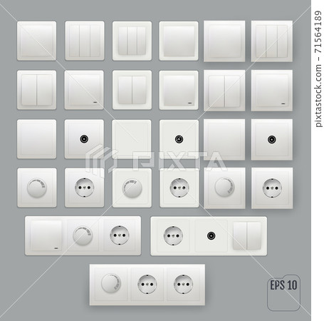 Wall switch. Power electrical socket. Wall switch. Power electrical socket. 71564189