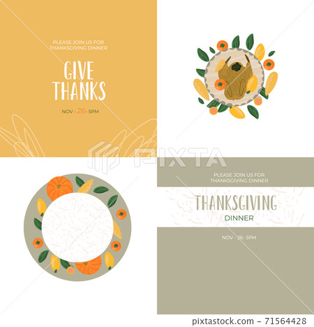 Elements for thanksgiving cards and invitations. Hand draw flat vector illustration. Elements for thanksgiving cards and invitations. Hand draw flat vector illustration. 71564428