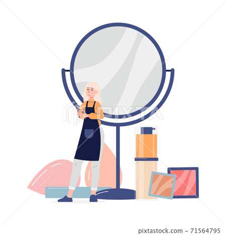 Makeup artist, tools of visagists and cosmetic kits vector illustration isolated. Makeup artist, tools of visagists and cosmetic kits vector illustration isolated. 71564795
