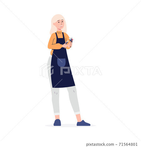 Woman or girl the professional makeup artist flat vector illustration isolated. 71564801