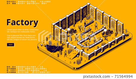 Factory isometric landing page, assemble line work Factory isometric landing page, assemble line work 71564994