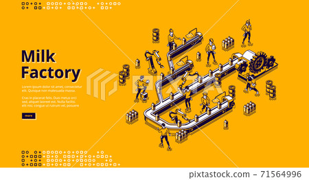 Isometric milk factory with conveyor belt 71564996