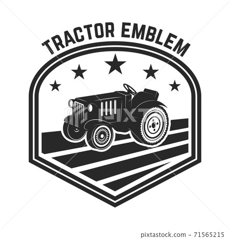 tractor emblem. Farmers market. Design element for logo, label, sign. 71565215