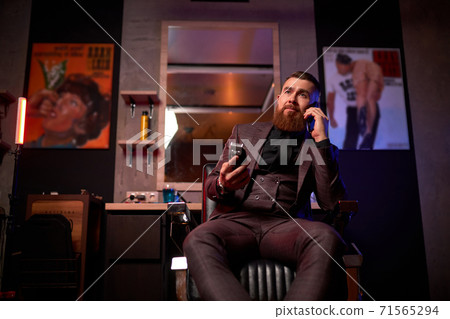 bearded macho man, barber male indoors bearded macho man, barber male indoors 71565294