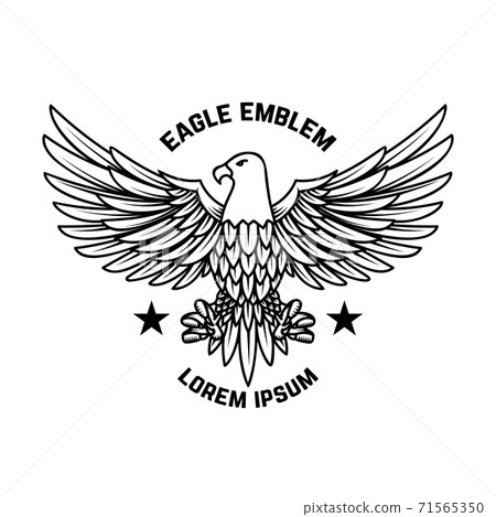 Emblem template with eagle in engraving style. Design elements for logo, label, sign, menu. Emblem template with eagle in engraving style. Design elements for logo, label, sign, menu. 71565350