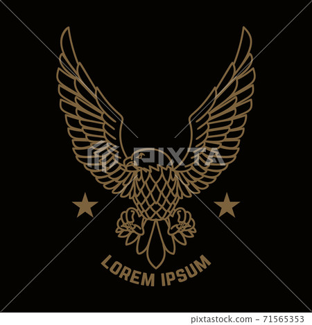 Emblem template with eagle in golden style. Design elements for logo, label, sign, menu. Emblem template with eagle in golden style. Design elements for logo, label, sign, menu. 71565353
