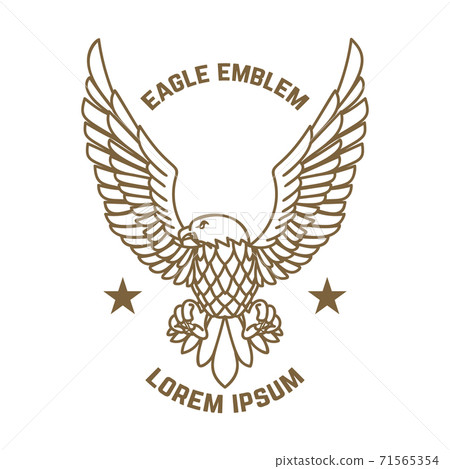 Emblem template with eagle in golden style. Design elements for logo, label, sign, menu. Emblem template with eagle in golden style. Design elements for logo, label, sign, menu. 71565354