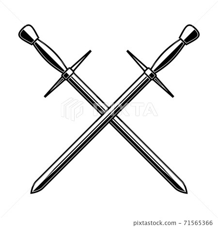 Medieval crossed swords isolated on white Vector Image