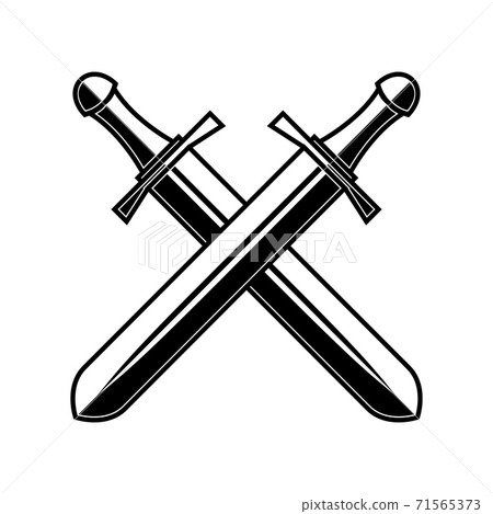 Crossed medieval swords on white background.... - Stock Illustration ...