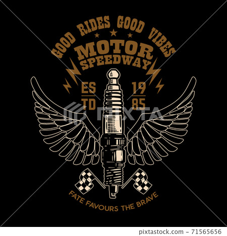 Hand drawn spark plug with wings. Emblem template. Design element for logo, label, sign, poster, t shirt. Hand drawn spark plug with wings. Emblem template. Design element for logo, label, sign, poster, t shirt. 71565656