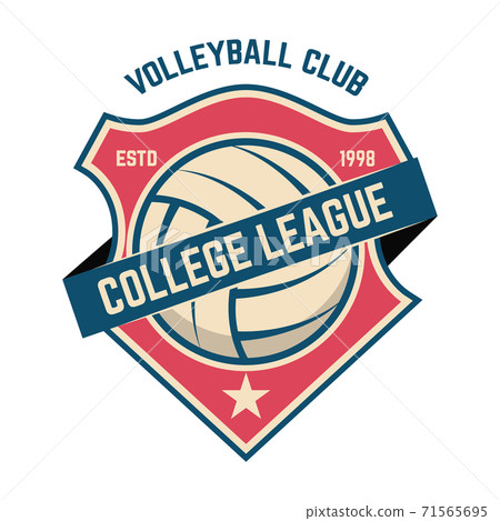 Emblem template with volleyball ball. Design element for logo, label, sign. 71565695