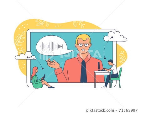 Online education and courses with students, cartoon vector illustration isolated. Online education and courses with students, cartoon vector illustration isolated. 71565997