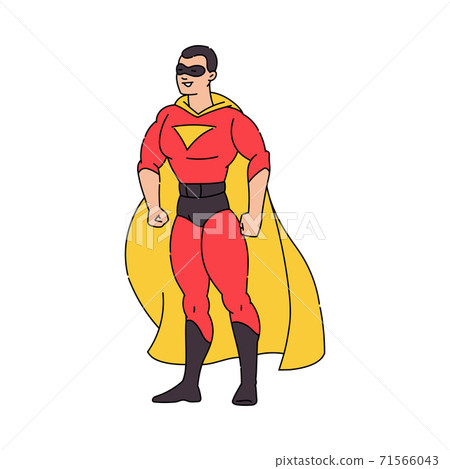 Vector cartoon illustration of a strong superhero. Vector cartoon illustration of a strong superhero. 71566043