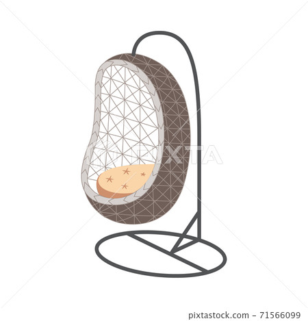 Rattan cocoon garden swing chair on frame, flat vector illustration isolated. Rattan cocoon garden swing chair on frame, flat vector illustration isolated. 71566099