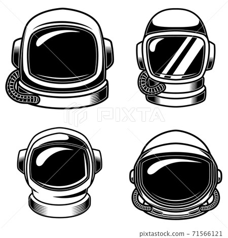 Set of spaceman helmets. Design elements for logo, label, sign, badge. 71566121