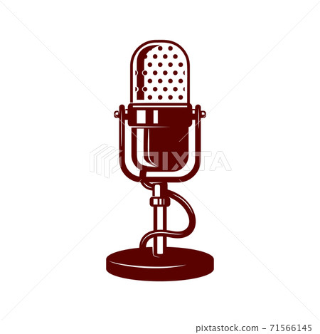 Microphone illustration on white background. Design element for logo, label, emblem, sign. 71566145