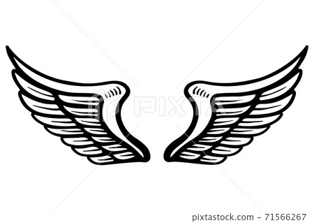 Hand drawn eagle wings illustration isolated on white background. Design element for poster, card, banner, sign, emblem, t shirt. 71566267