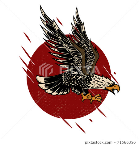 Illustration of eagle in old school tattoo style. Design element for poster, flyer, emblem, sign. 71566350