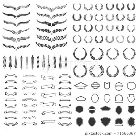 Set of vector wreaths and branches. Design elements for logo, label, emblem, badge, sign. 71566367