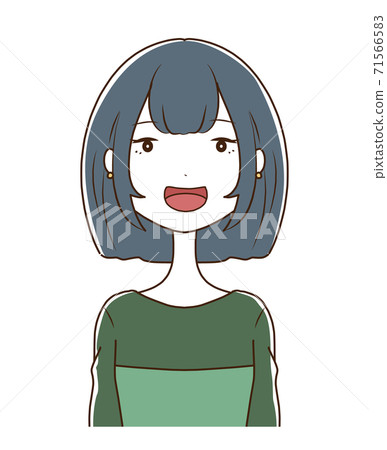 Illustration of the upper body of a smiling short-haired woman Illustration of the upper body of a smiling short-haired woman 71566583