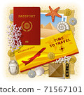 Time To Travel Concept. Vacation In Egypt. Travel concept with different Egyptian objects. Editable EPS10 vector illustration with clipping mask. Used gradient mesh and transparency. 71567101