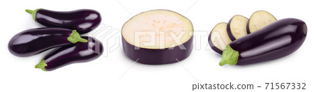 Eggplant or aubergine isolated on white background with clipping path and full depth of field. Set or collection Eggplant or aubergine isolated on white background with clipping path and full depth of field. Set or collection 71567332