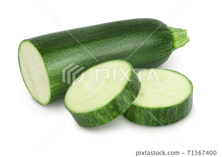 Fresh half zucchini isolated on white background with clipping path and full depth of field 71567400