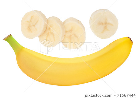 bananas with slices isolated on white background . Top view. Flat lay bananas with slices isolated on white background . Top view. Flat lay 71567444