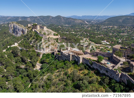 Aerial image Xativa ancient spanish castle Aerial image Xativa ancient spanish castle 71567895