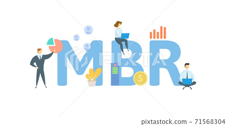 MBR, Monthly Business Review. Concept with keywords, people and icons. Flat vector illustration. Isolated on white. 71568304