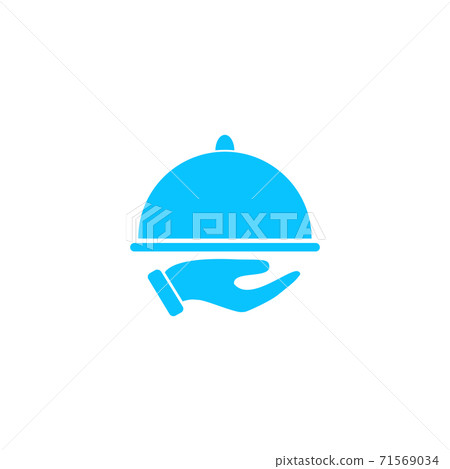 Restaurant cloche in hand the waiter icon flat Restaurant cloche in hand the waiter icon flat 71569034