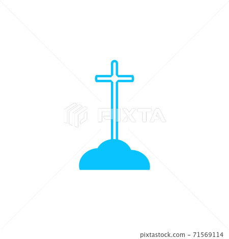 Cross on the grave icon flat. Cross on the grave icon flat. 71569114
